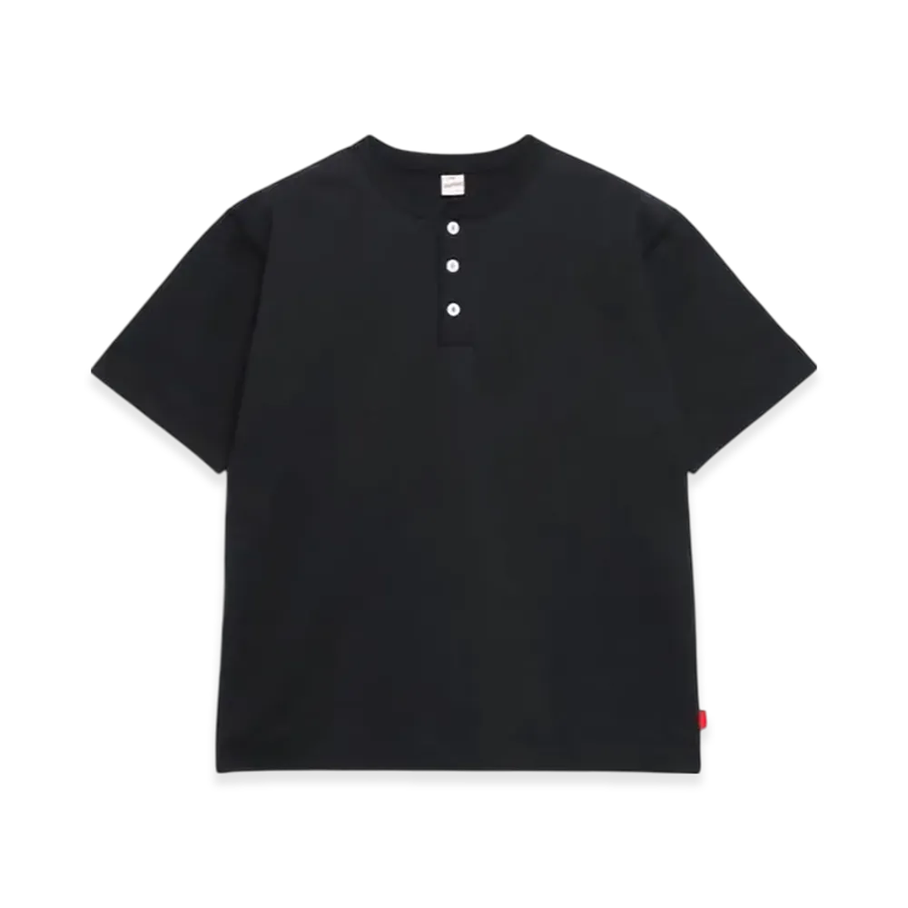 Healthknit Maxweight Henley Short Sleeve T-Shirt "Black"