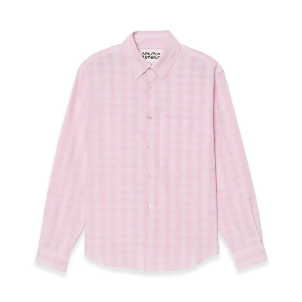 ZARA x Bad Bunny Benito Antonio Check Cotton/Linen Shirt "Pastel Pink"