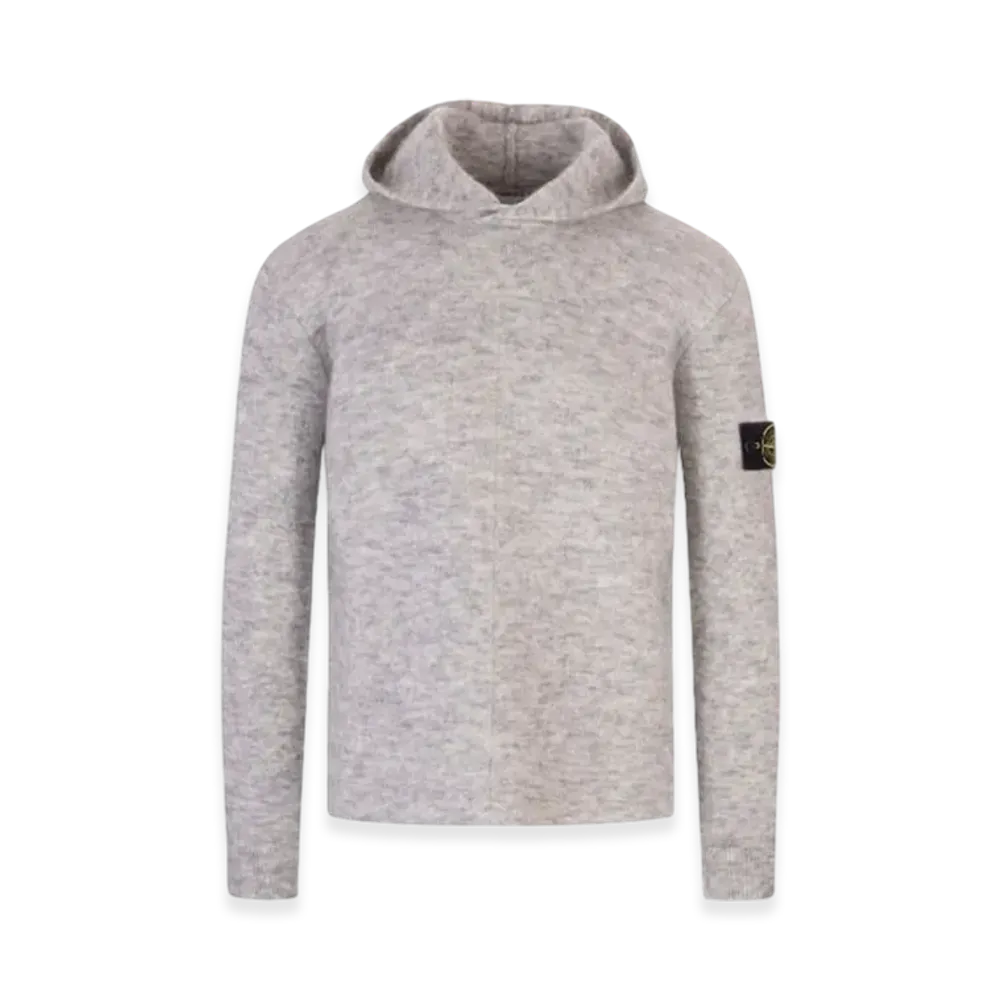 Stone Island 515D5 Wappen Patch Mohair Wool Hooded Knit - 22FW "Grey Melange"