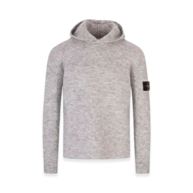 Stone Island 515D5 Wappen Patch Mohair Wool Hooded Knit - 22FW "Grey Melange"