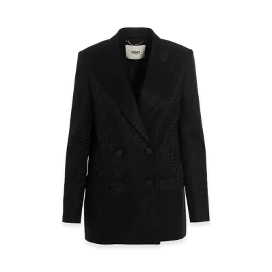 FENDI Women's Logo Blazer Jacket "Black"