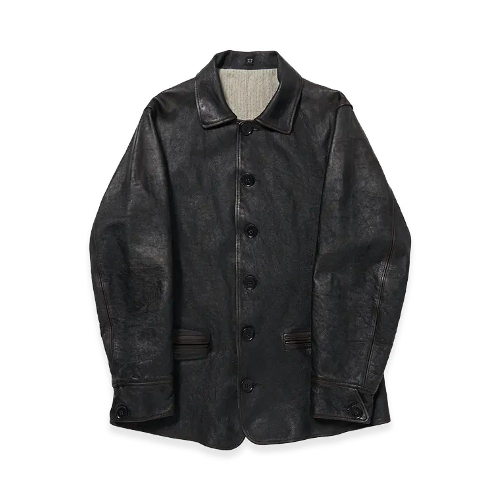 T.T Taiga Takahashi LOT.801 Automobile Leather Coat "Damaged Black"