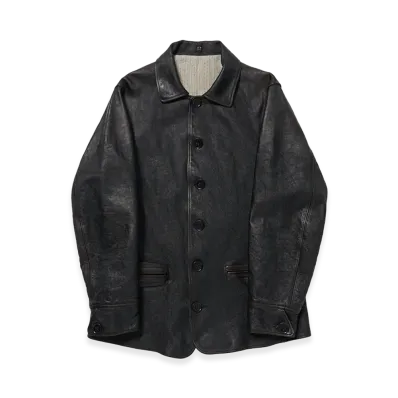 T.T Taiga Takahashi LOT.801 Automobile Leather Coat "Damaged Black"