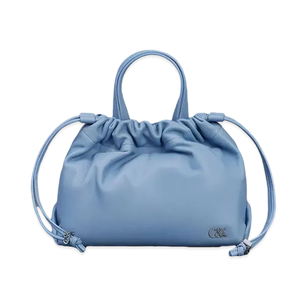 CHARLES & KEITH L'INITIAL Glimpse Leather Top Handle Bag "LightBlue"