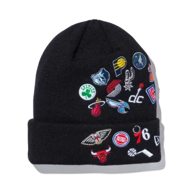 NEW ERA Basic Cuff Knit Team Logo Allover NBA "Black"