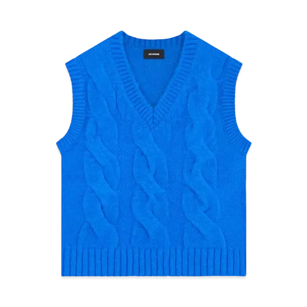 WE11DONE Cable Knit Vest "Blue"