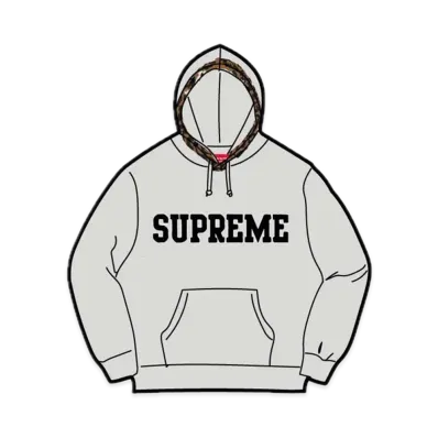 Supreme Leopard Trim Hooded Sweatshirt "Grey"