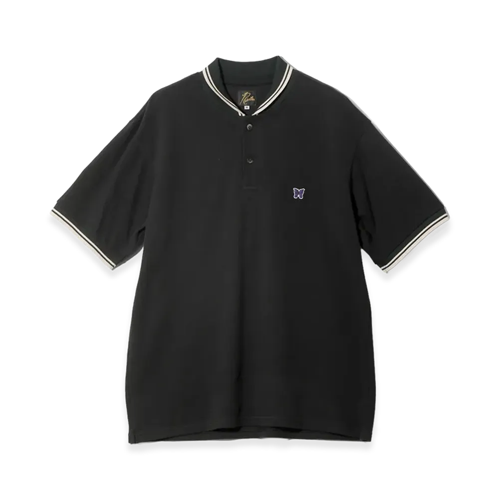 NEEDLES Shawl Collar Polo - Cotton Pique "Black"