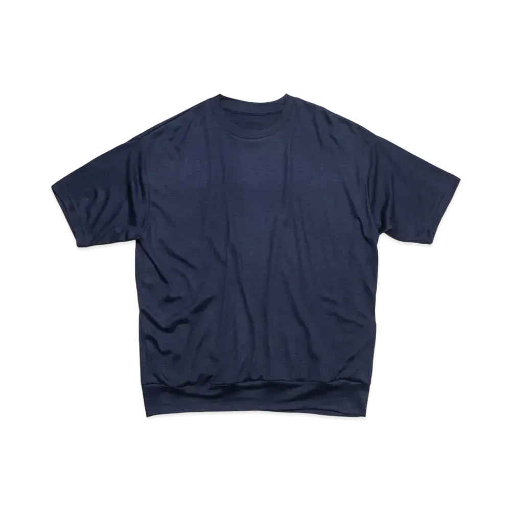 SOPHNET. Washable Wool S/S Top "Navy"