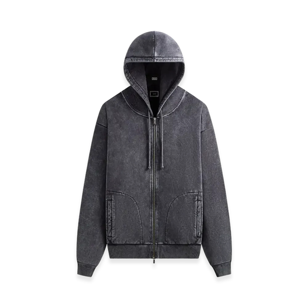 Kith Antique Wash Full Zip Nelson Hoodie "Black"