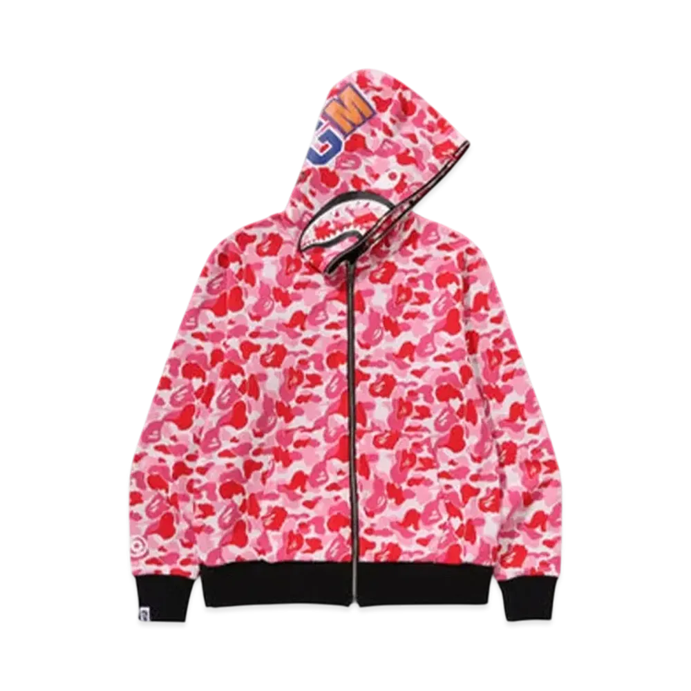 A BATHING APE Abc Camo Reversible Shark Full Zip Hoodie "Pink"