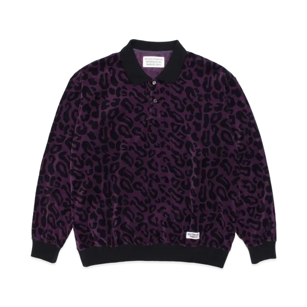 WACKO MARIA Leopard VELOUR POLO SHIRT "Purple"