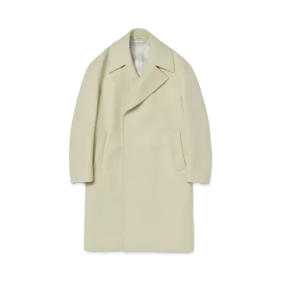 AURALEE Sponge Wool Melton Double-Breasted Coat "Light Lime"