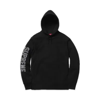 Supreme Sleeve Embroidery Hooded Sweatshirt "Black"