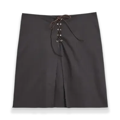 OUR LEGACY Women's Mini Hook Skirt "Ash Black Seventies Sateen"