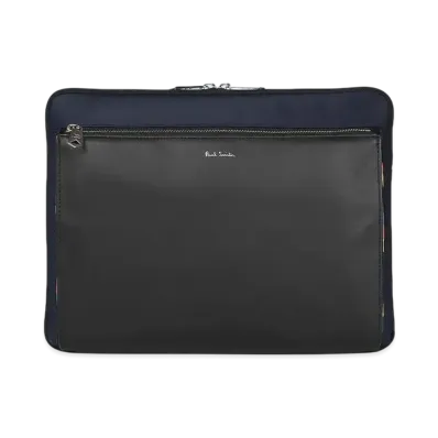 Paul Smith Nylon Bright Stripe Trim Document Case "Navy"