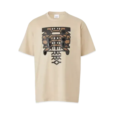 Burberry Men's Logo Print Cotton Oversized T-shirt "Soft Fawn"