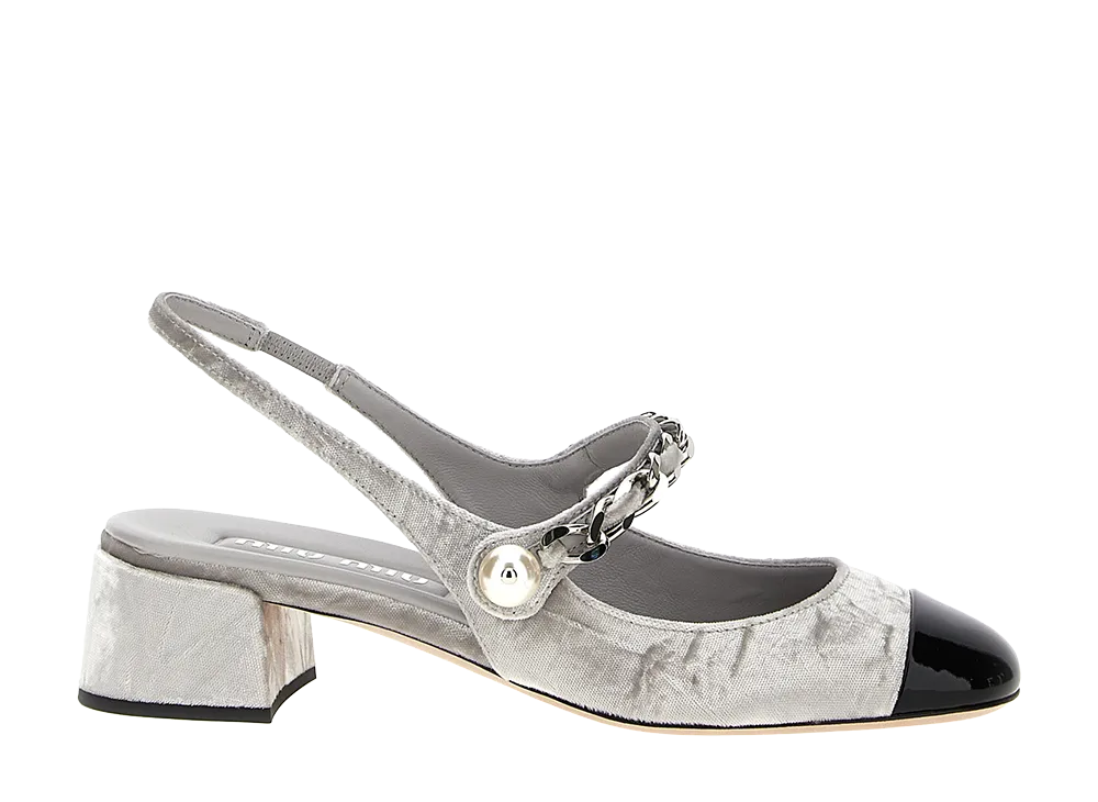 MIU MIU Women's Two-Tone Slingback Pumps "Grey/Black"