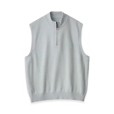 ssstein Extra Fine Wool Knit Half Zip Vest "Blue"