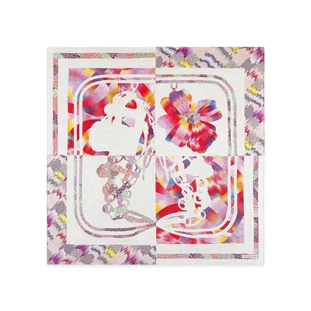 Hermes Marble Silk Brides De Gala Scarf 90 "Rose/Ivoire/Multicolor"
