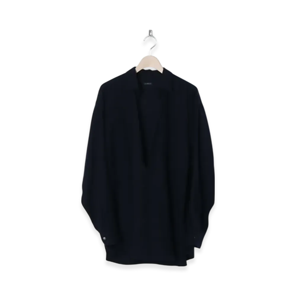COMOLI Wool Viyella Skipper Shirt "Navy"