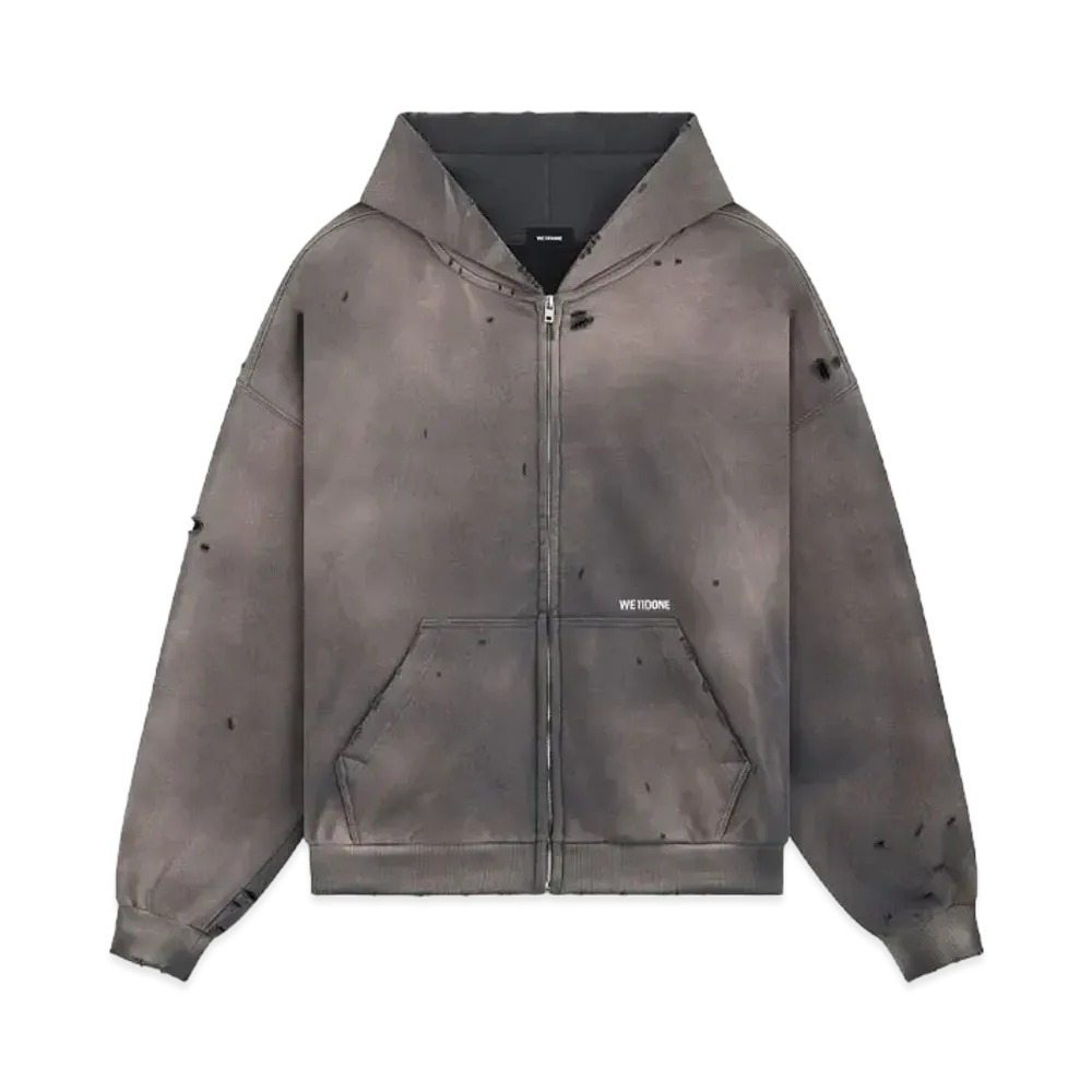 WE11DONE Grunge Zip-up Hoodie "Charcoal"