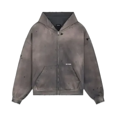 WE11DONE Grunge Zip-up Hoodie "Charcoal"