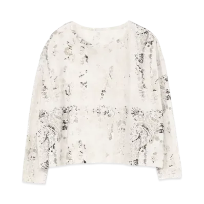Yohji Yamamoto Y's TWISTED YARN JACQUARD PATTERN BIG ROUND NECK T "White"
