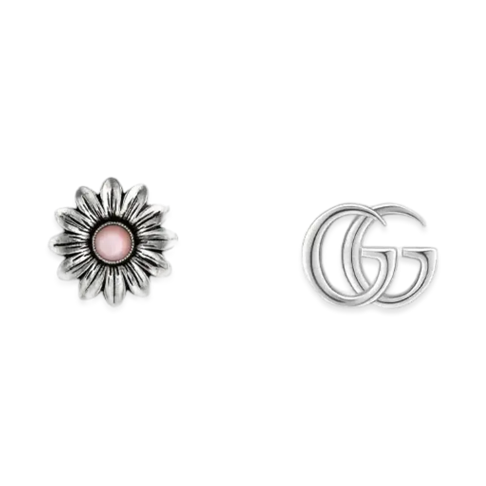 GUCCI Double G Flower Stud Earrings