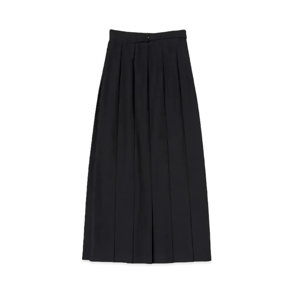 AURALEE Tropical Wool Kid Mohair Pleated Skirt "Black"