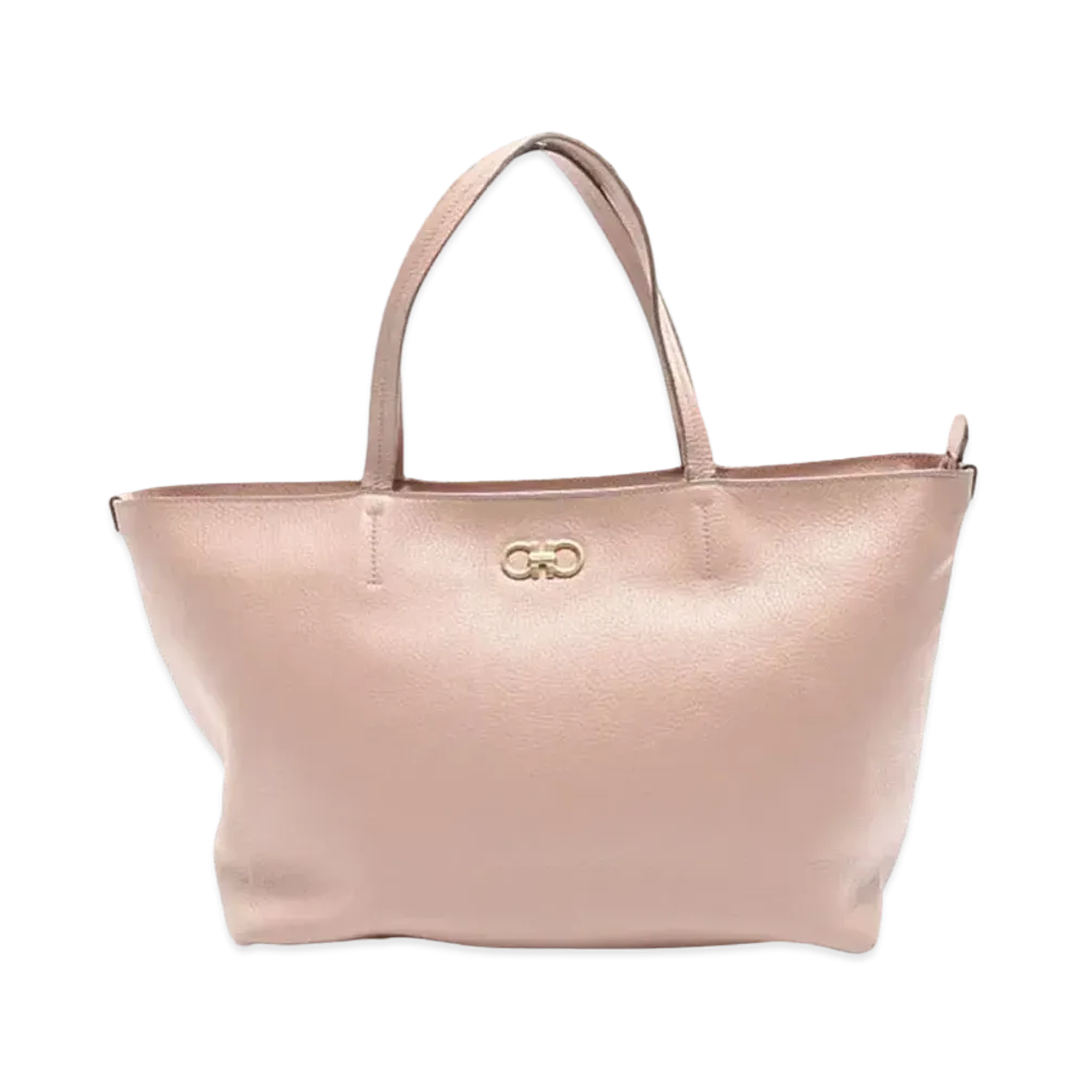 Salvatore Ferragamo Gancini Leather Tote Bag "Beige"