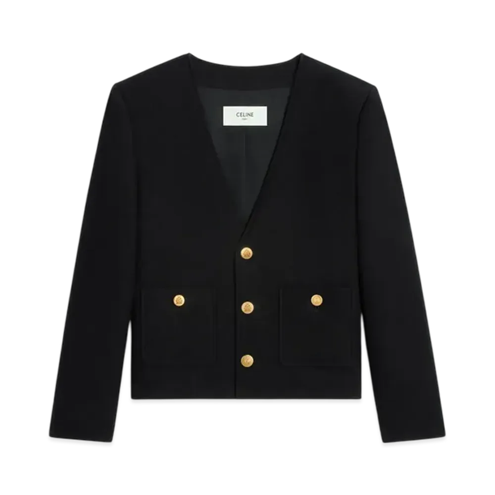 CELINE Women's Chasseur Jacket in Cashmere Flannel "Black"