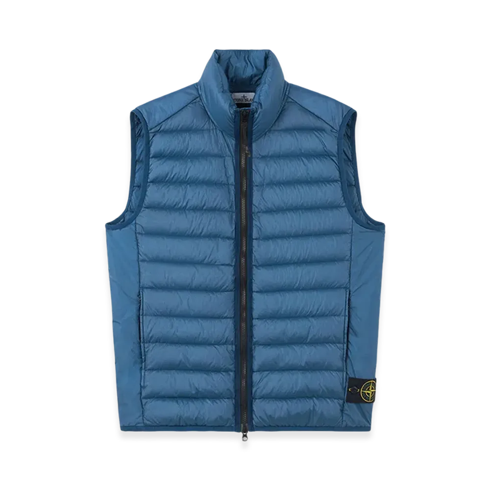 Stone Island G0724 Recycled Nylon Down TC Light Down Zipper Vest with Anti Drop - 24FW "Avio Blue"