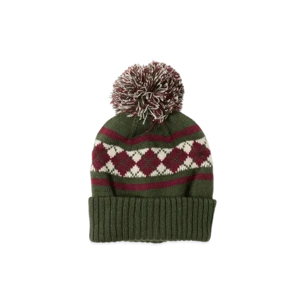 BEAMS Argyle Pom Pom Watch Cap "Olive"