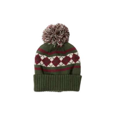 BEAMS Argyle Pom Pom Watch Cap "Olive"