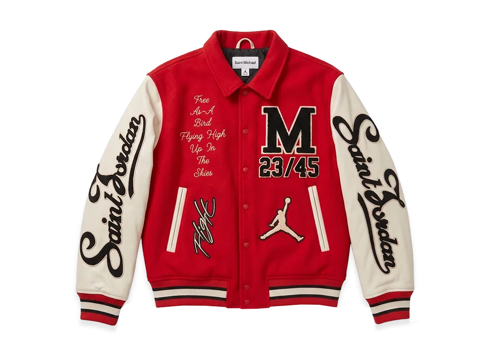 Nike Jordan x SAINT Mxxxxxx M J SM Varsity JKT "Red/White"