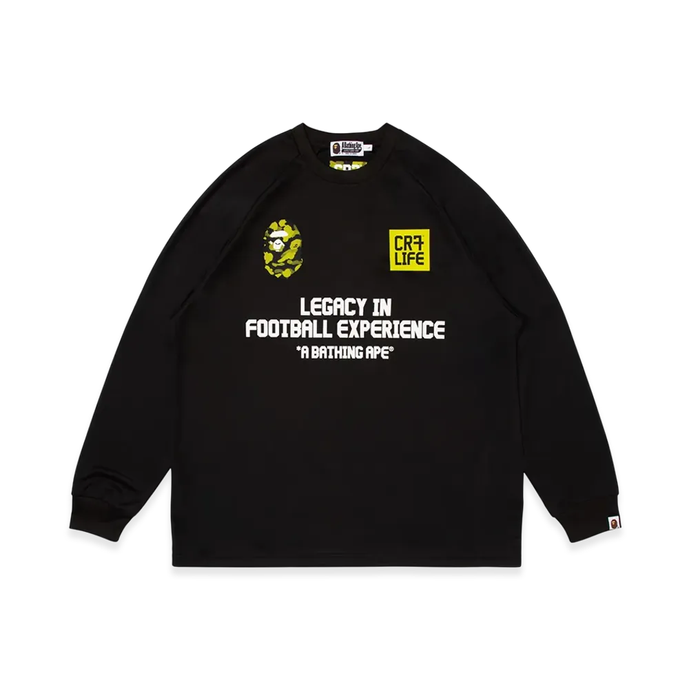 A BATHING APE x Cristiano Ronaldo CR7 Multi Logo Poly Relaxed Fit Ls Football Jersey "Black"