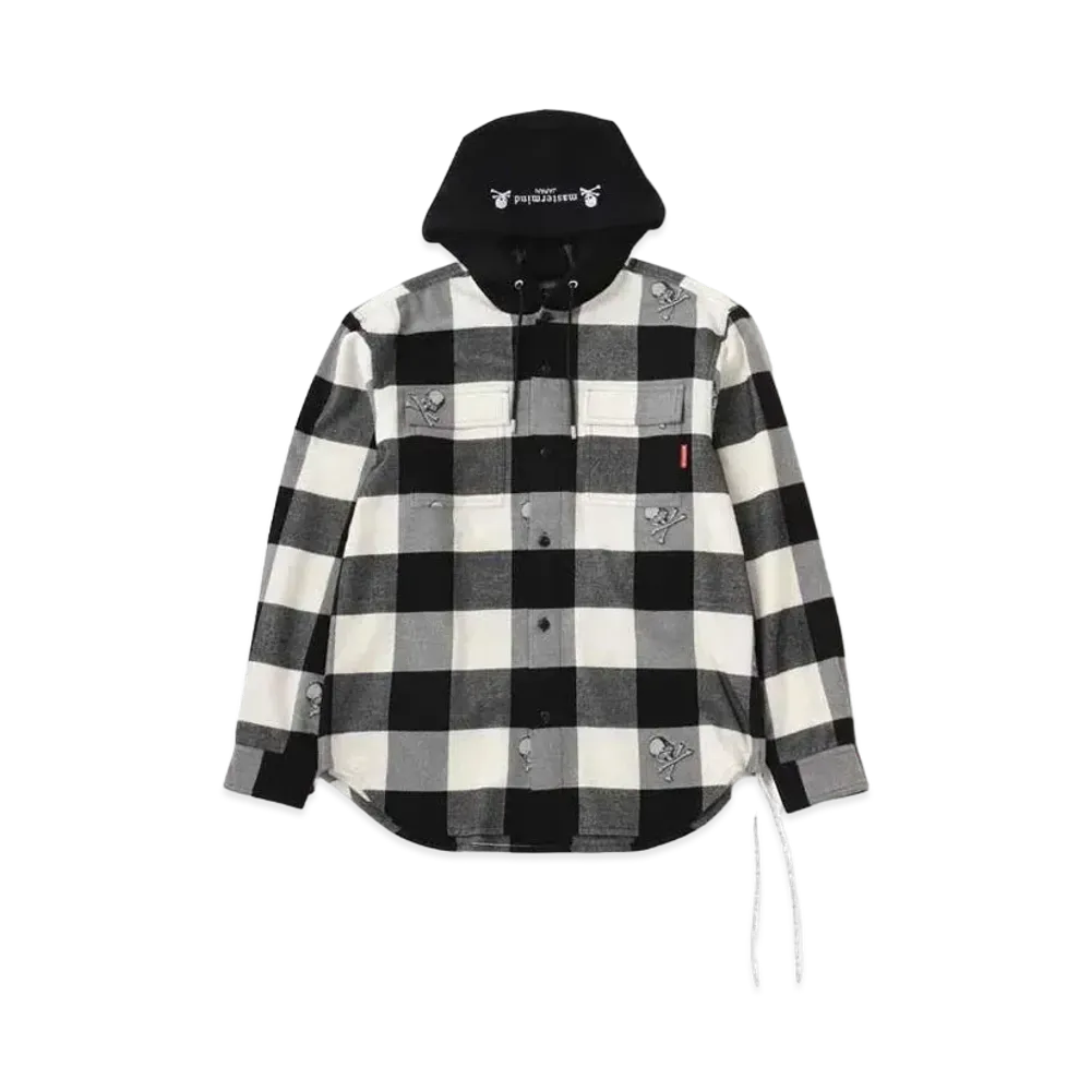 mastermind JAPAN Hooded Flannel Shirt "White"
