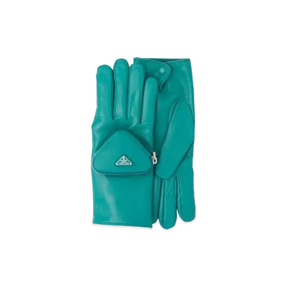 PRADA Napa Leather Gloves "Turquoise Blue"