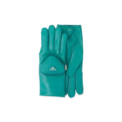 PRADA Napa Leather Gloves "Turquoise Blue"