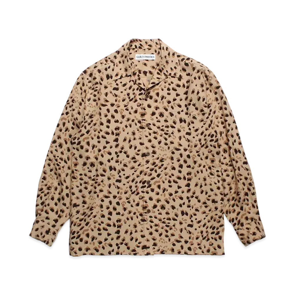 WACKO MARIA Leopard Open Collar Shirt "Beige"