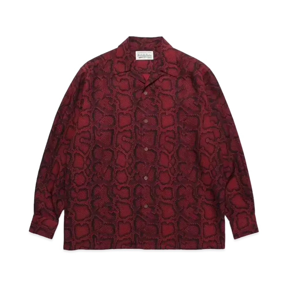 WACKO MARIA Python Open Collar Shirt "Dark Red"