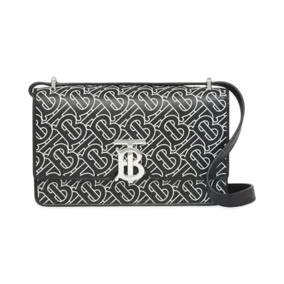 BURBERRY Monogram Printed Leather Robin Bag "Black/White"