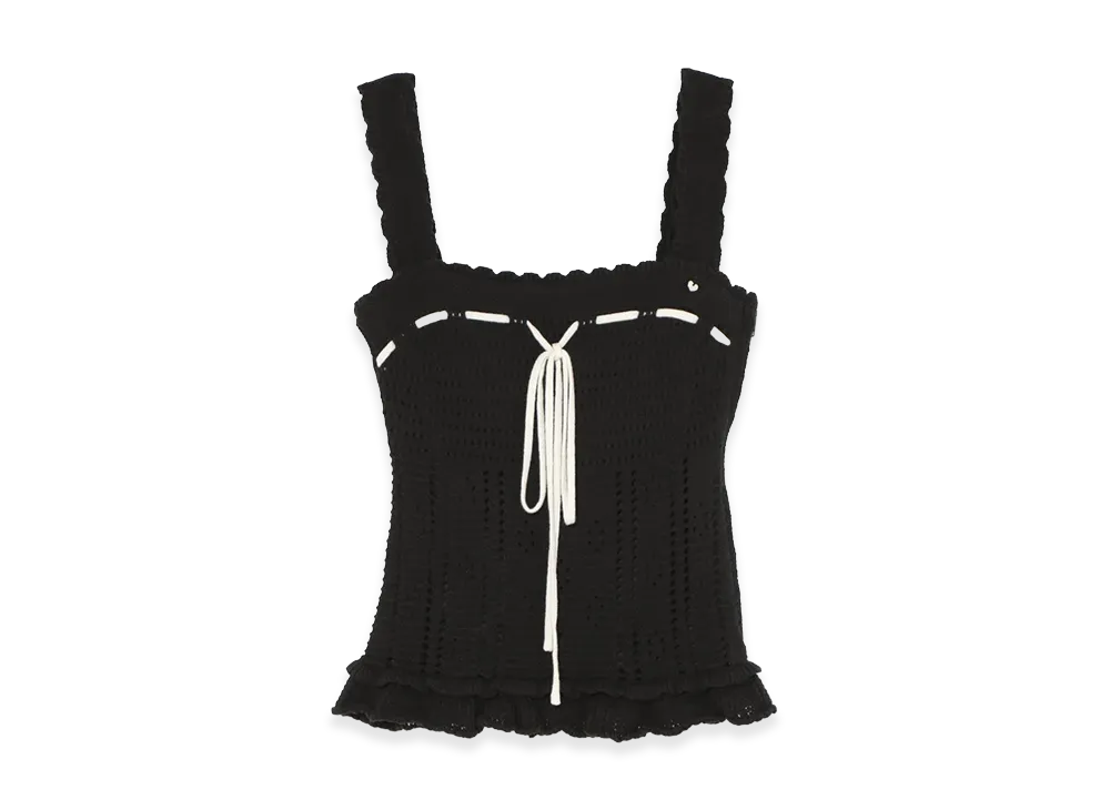 ANDMARY Women's Noa Crochet Knit Tops "Black"