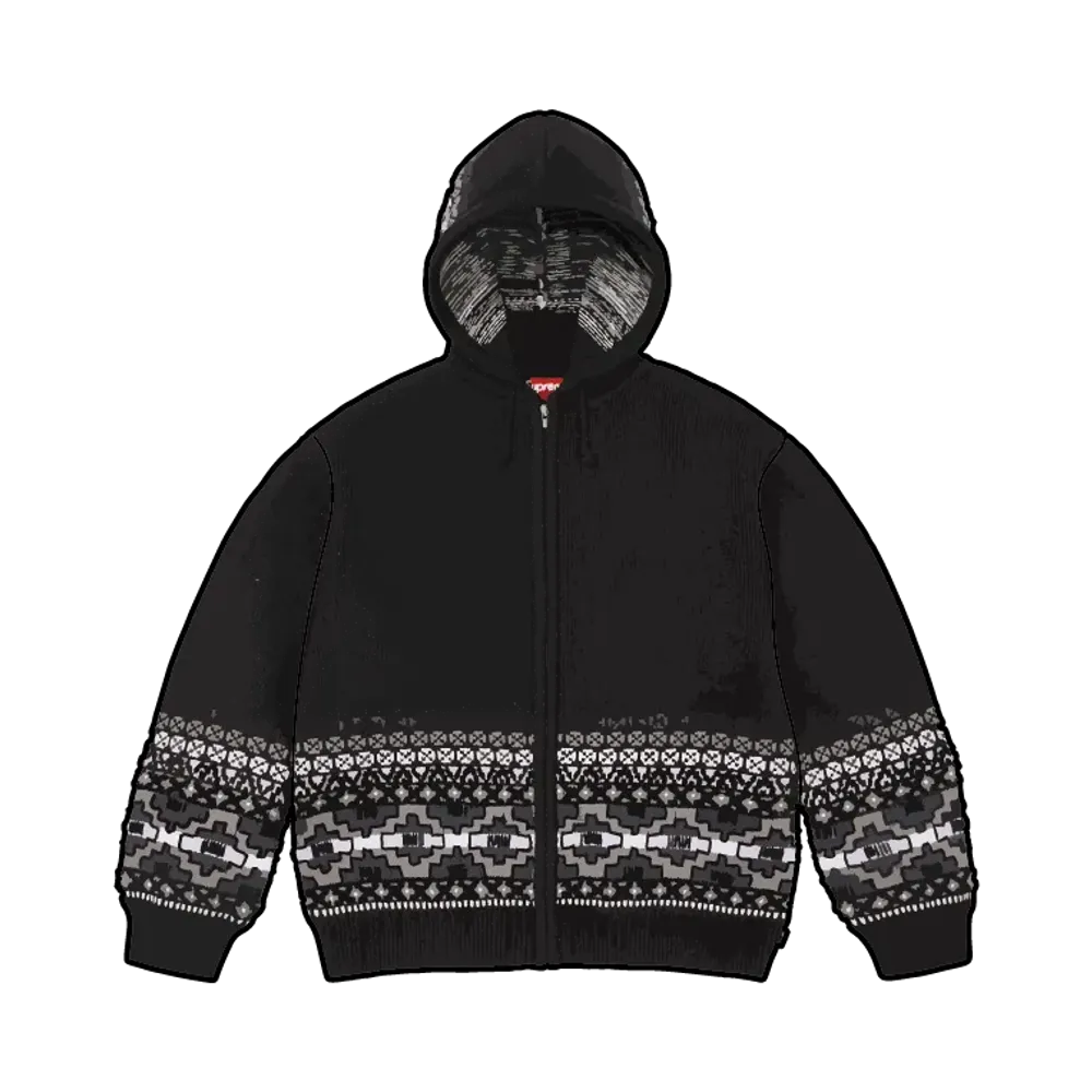 Supreme Beaded Zip Up Hooded Sweater "Black"