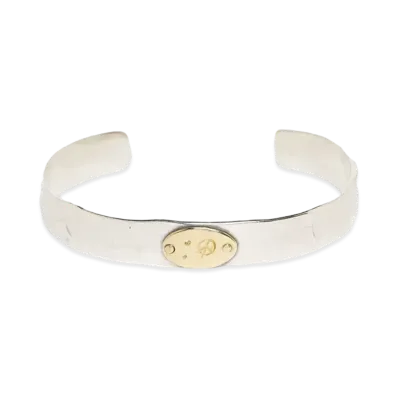 PORTER CLASSIC GOLD RIVET BANGLE LOVE &PEACE CUSTOM "GOLD&SILVER"