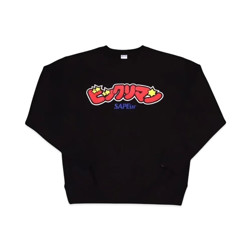 SAPEur x Bikkuriman Logo Crew Neck "Black"