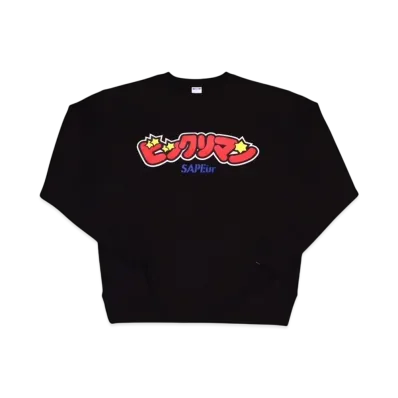 SAPEur x Bikkuriman Logo Crew Neck "Black"