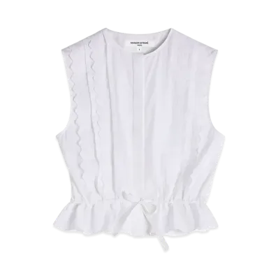 Maison Kitsune Craft Embroidery Sleeveless Top "White"