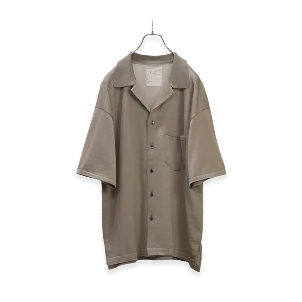 ANCELLM Open Collar Knit S/S Shirt "Gray"